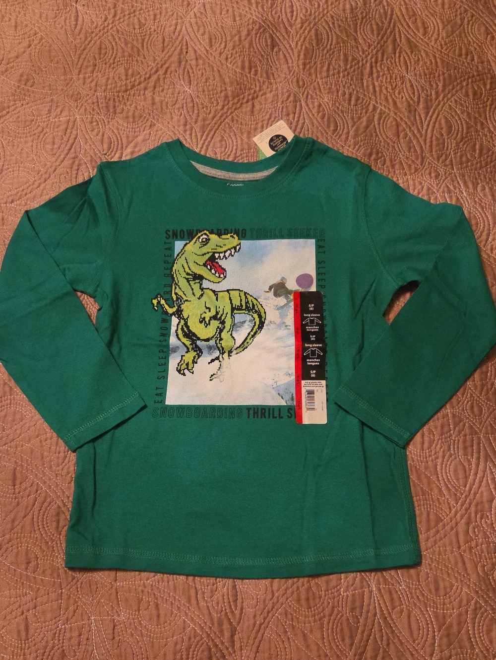 George Green Long-Sleeve T‑Shirt with Dino Graphic
